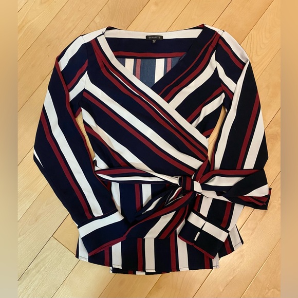 Dynamite Long Sleeve V-Neck Wrap Blouse - Picture 7 of 8